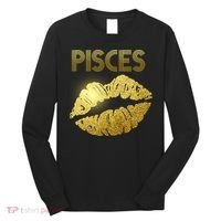 Limited Edition Pisces Zodiac Birthday Golden Lips Long Sleeve Shirt thumb 0