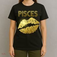 Limited Edition Pisces Zodiac Birthday Golden Lips T-Shirt thumb 4
