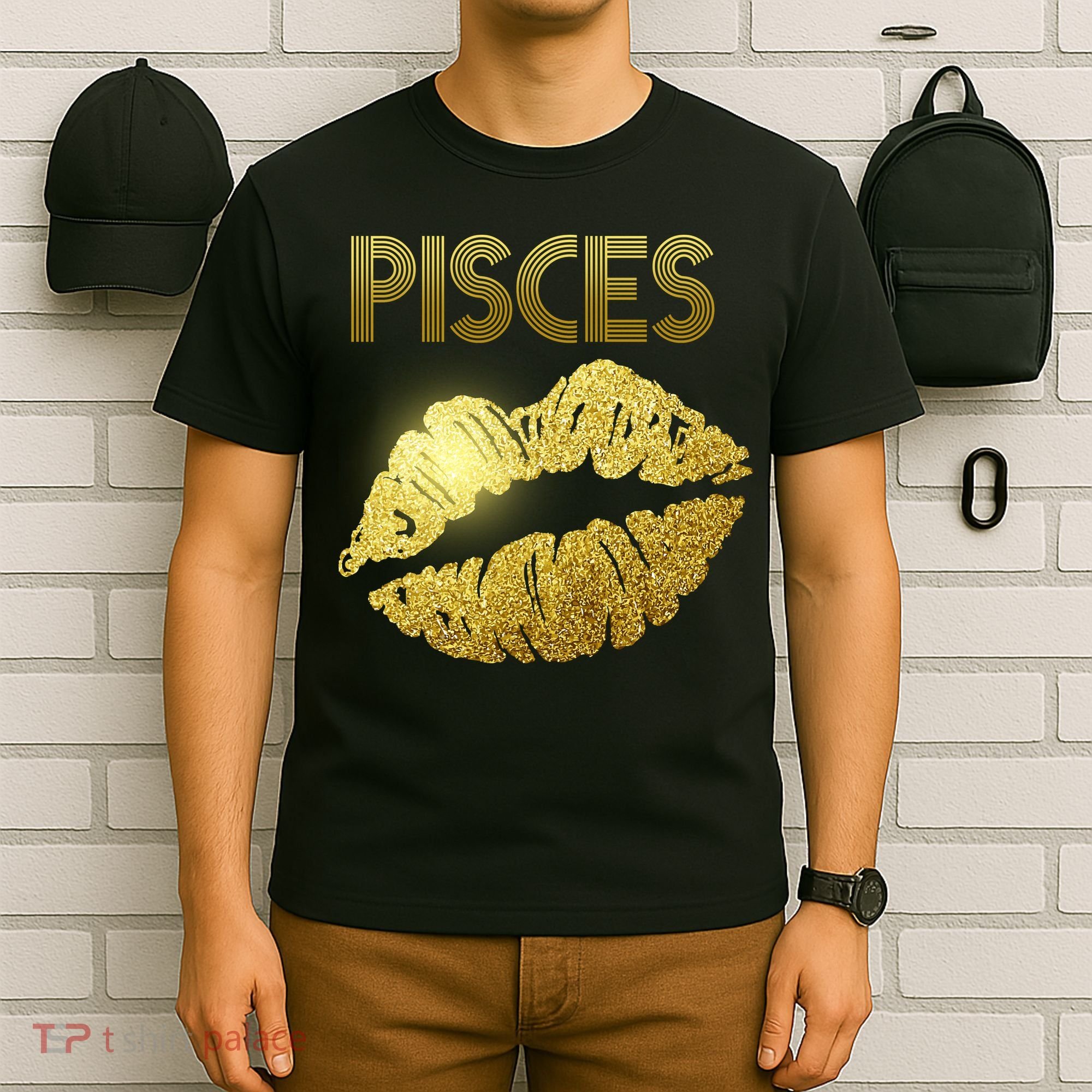 Limited Edition Pisces Zodiac Birthday Golden Lips T-Shirt