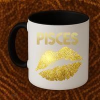 Limited Edition Pisces Zodiac Birthday Golden Lips Coffee Mug thumb 2