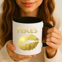 Limited Edition Pisces Zodiac Birthday Golden Lips Coffee Mug thumb 3