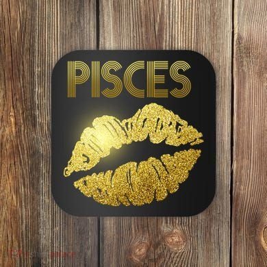 Limited Edition Pisces Zodiac Birthday Golden Lips Coaster