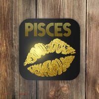 Limited Edition Pisces Zodiac Birthday Golden Lips Coaster thumb 0