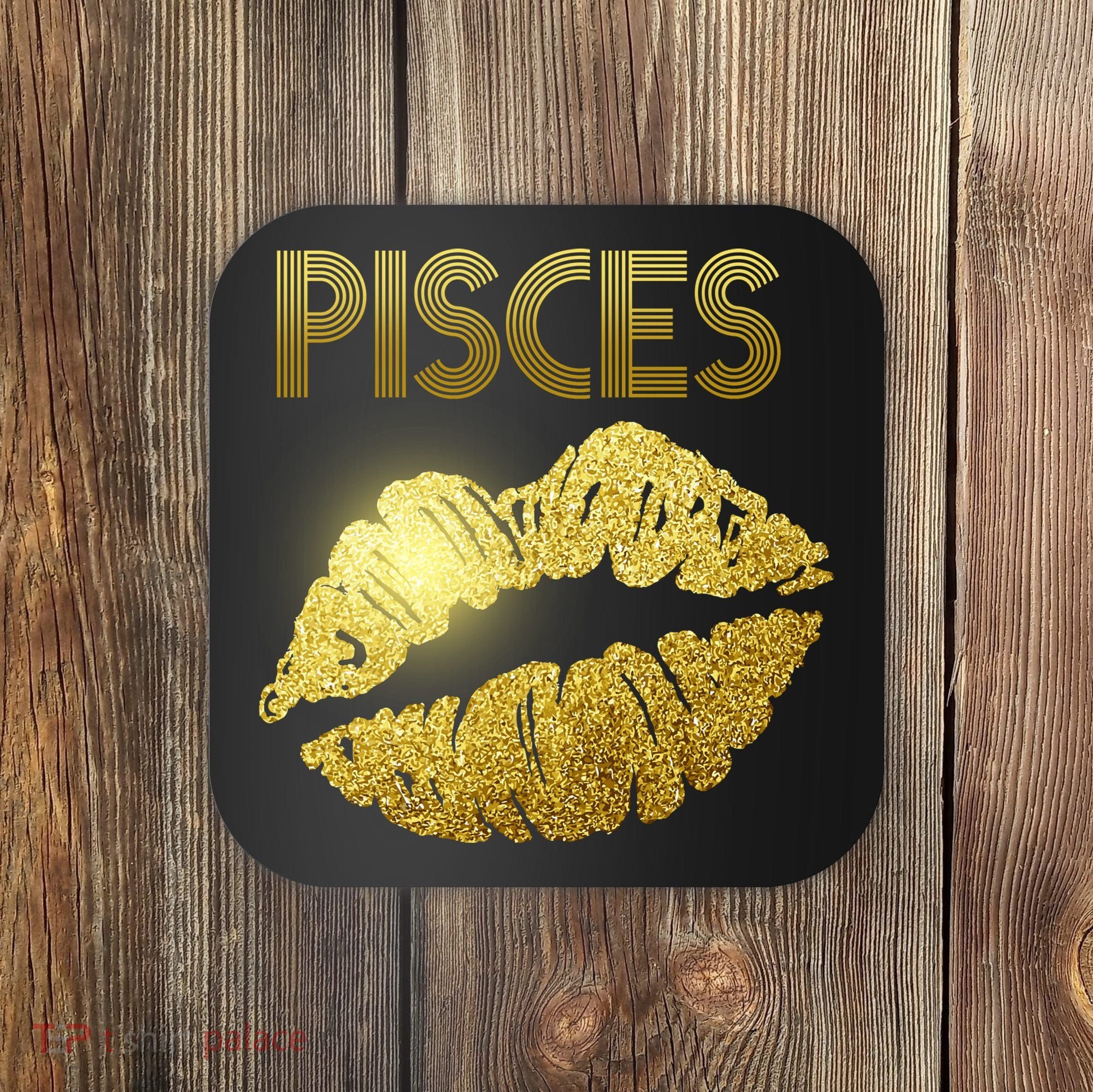Limited Edition Pisces Zodiac Birthday Golden Lips Coaster