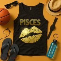 Limited Edition Pisces Zodiac Birthday Golden Lips Tank Top thumb 4