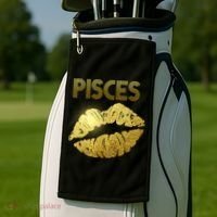 Limited Edition Pisces Zodiac Birthday Golden Lips Golf Towel thumb 2