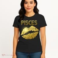 Limited Edition Pisces Zodiac Birthday Golden Lips Women's T-Shirt thumb 4