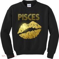 Limited Edition Pisces Zodiac Birthday Golden Lips Kids Sweatshirt thumb 0