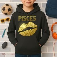Limited Edition Pisces Zodiac Birthday Golden Lips Kids Hoodie thumb 2