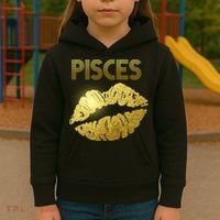 Limited Edition Pisces Zodiac Birthday Golden Lips Kids Hoodie thumb 3