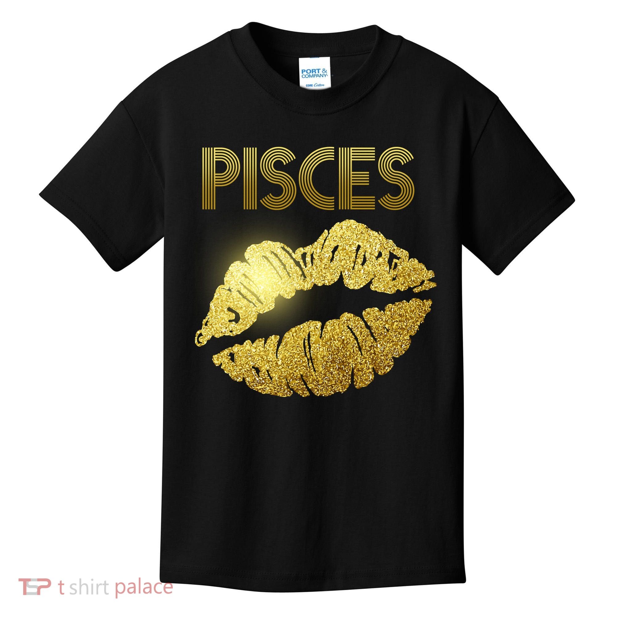 Limited Edition Pisces Zodiac Birthday Golden Lips Kids T-Shirt