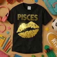 Limited Edition Pisces Zodiac Birthday Golden Lips Kids T-Shirt thumb 3