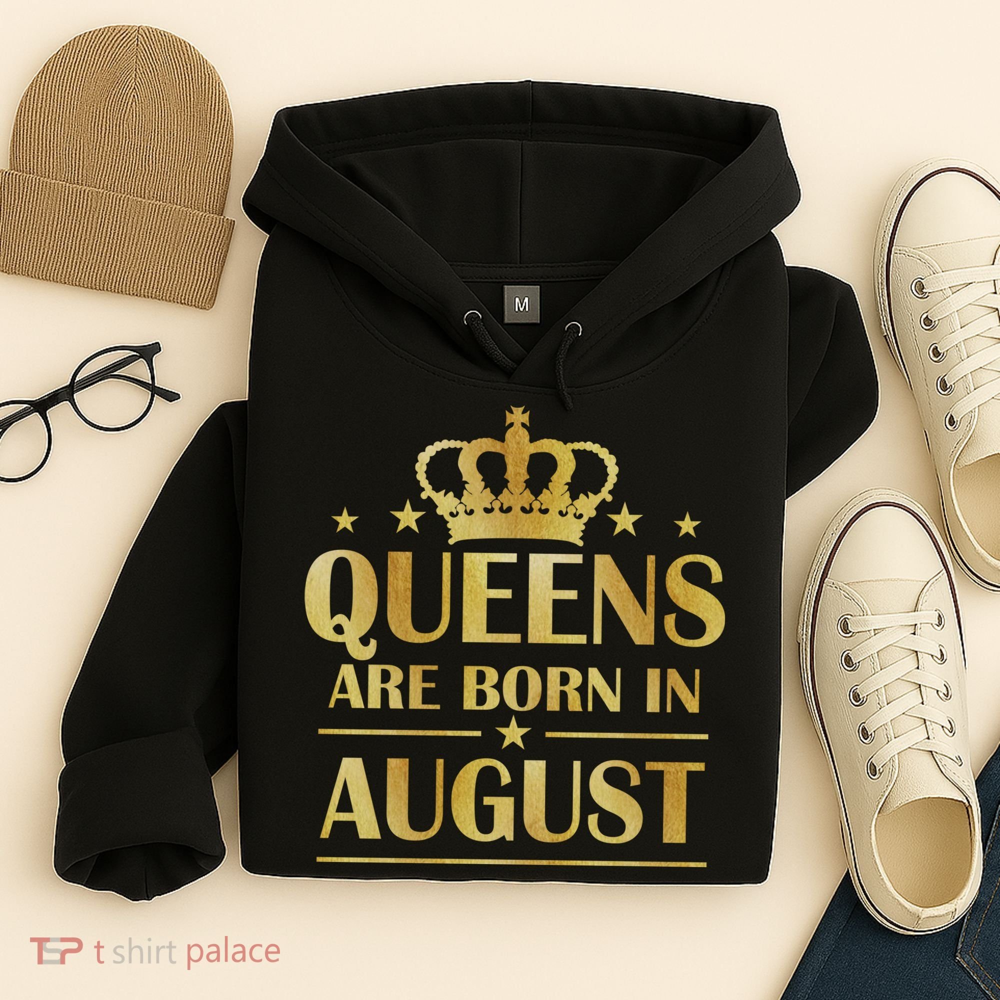 Limited Edition Queens Are Born In August Gold Print Hoodie