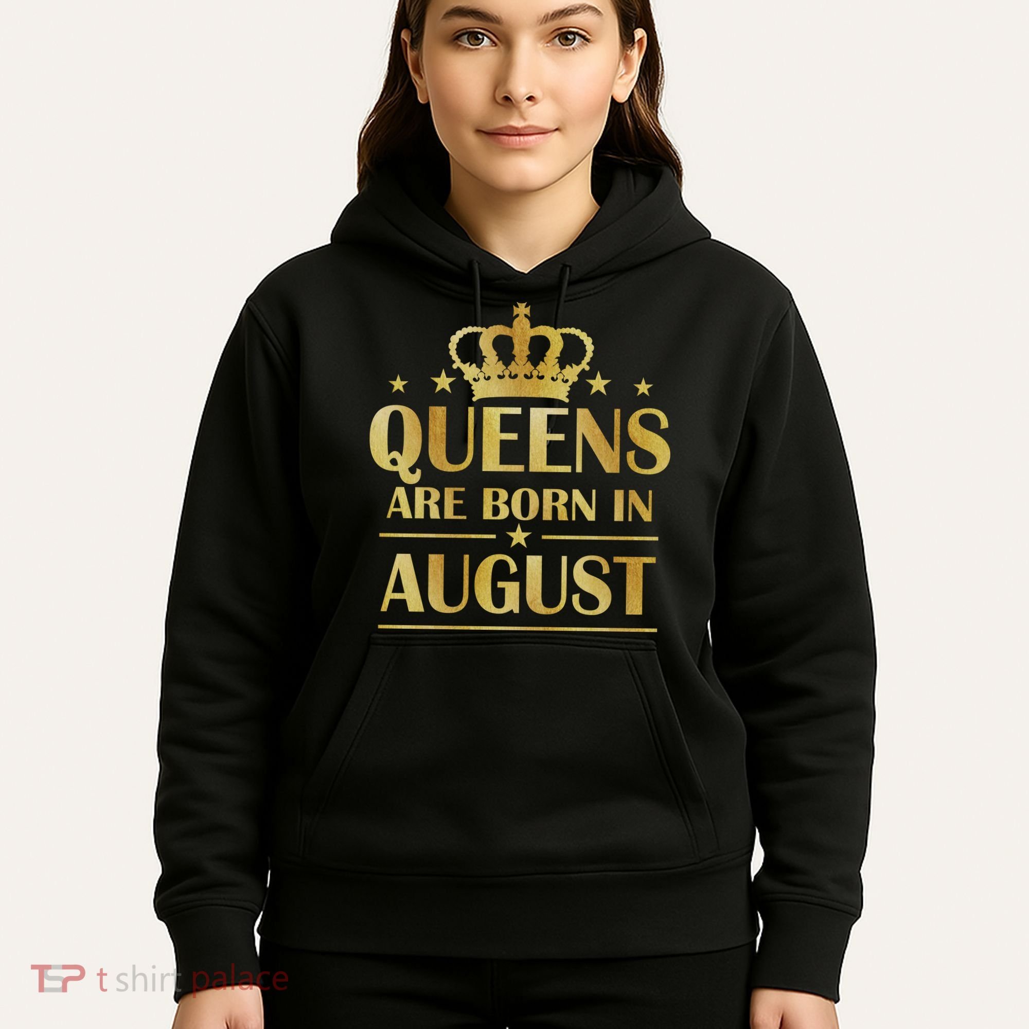 Limited Edition Queens Are Born In August Gold Print Hoodie