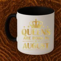 Limited Edition Queens Are Born In August Gold Print Coffee Mug thumb 2