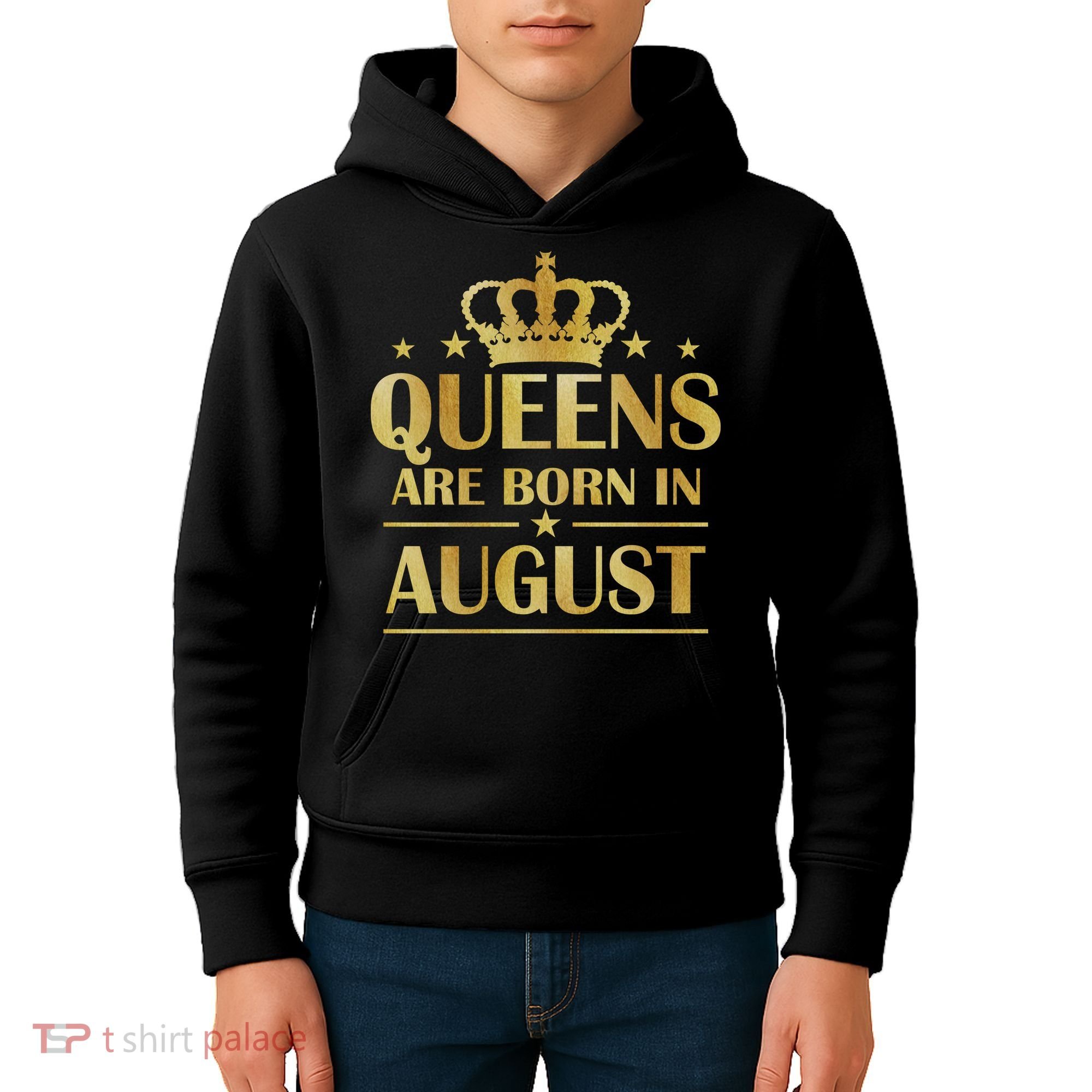Limited Edition Queens Are Born In August Gold Print Kids Hoodie
