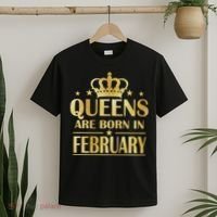 Limited Edition Queens Are Born In February Gold Print T-Shirt thumb 2