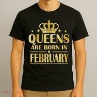 Limited Edition Queens Are Born In February Gold Print T-Shirt thumb 3