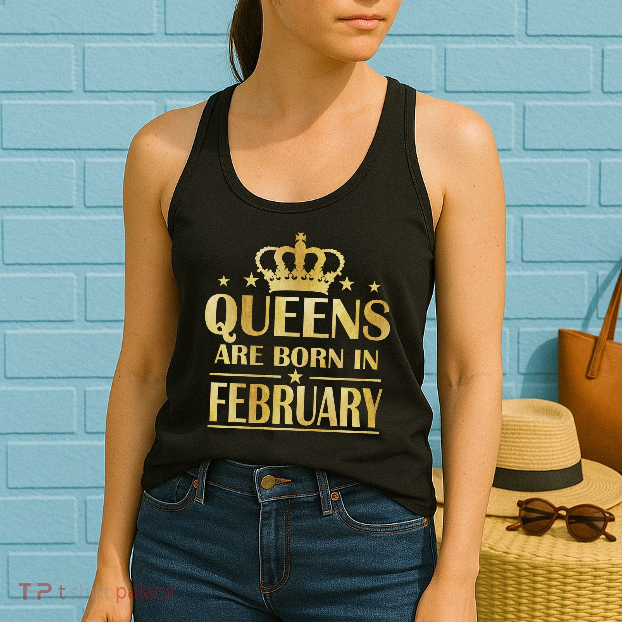 Limited Edition Queens Are Born In February Gold Print Women's Tank Top