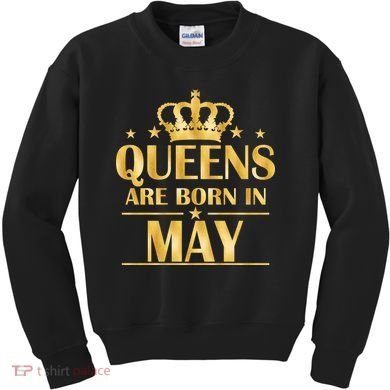 Limited Edition Queens Are Born In May Gold Print Kids Sweatshirt