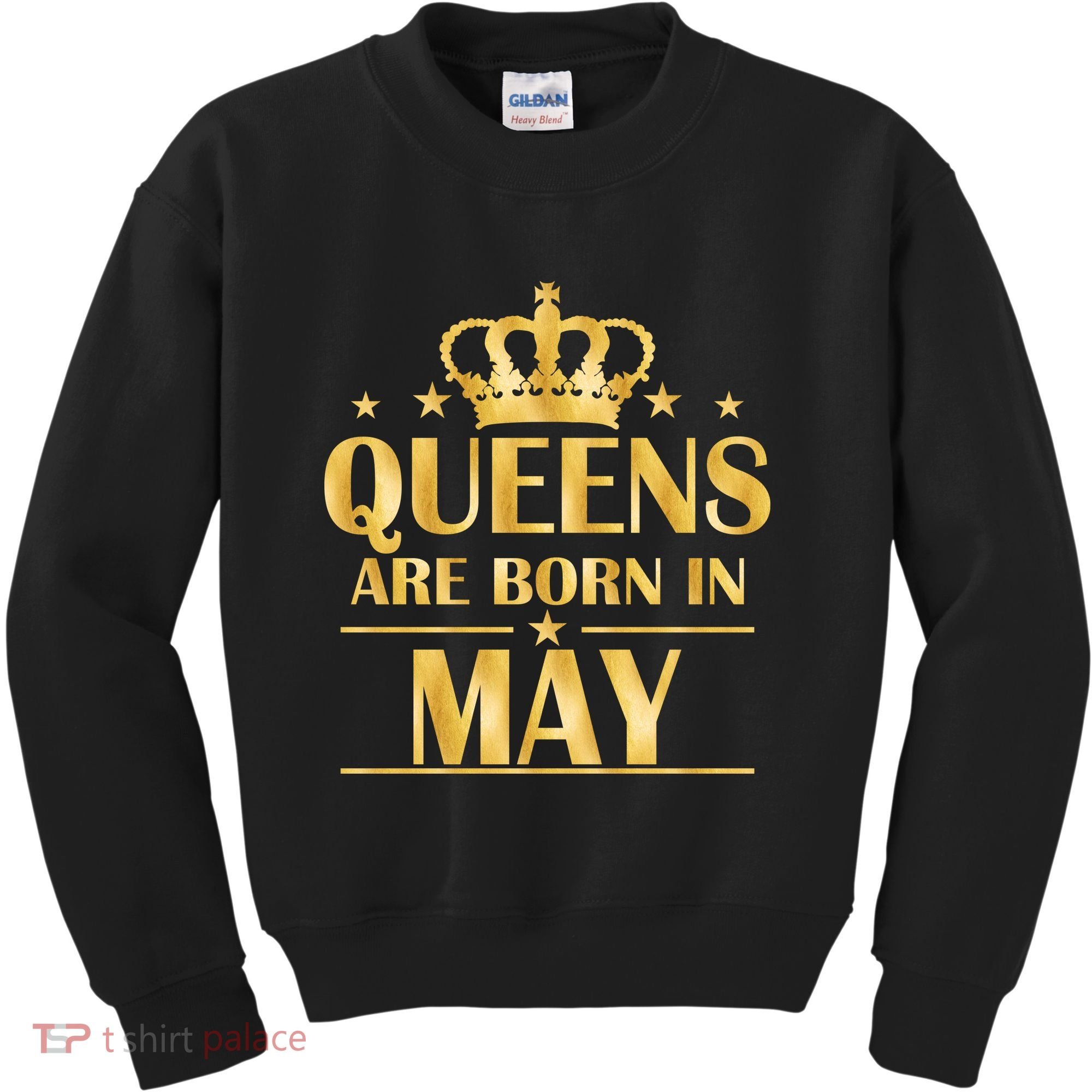 Limited Edition Queens Are Born In May Gold Print Kids Sweatshirt