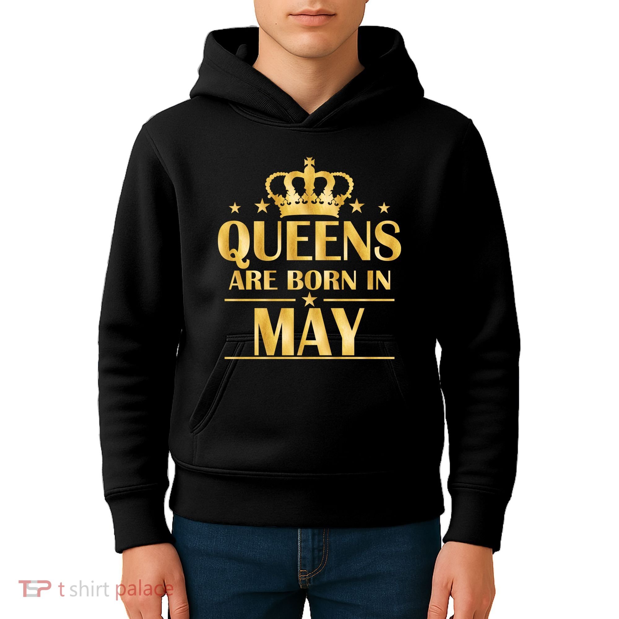 Limited Edition Queens Are Born In May Gold Print Kids Hoodie