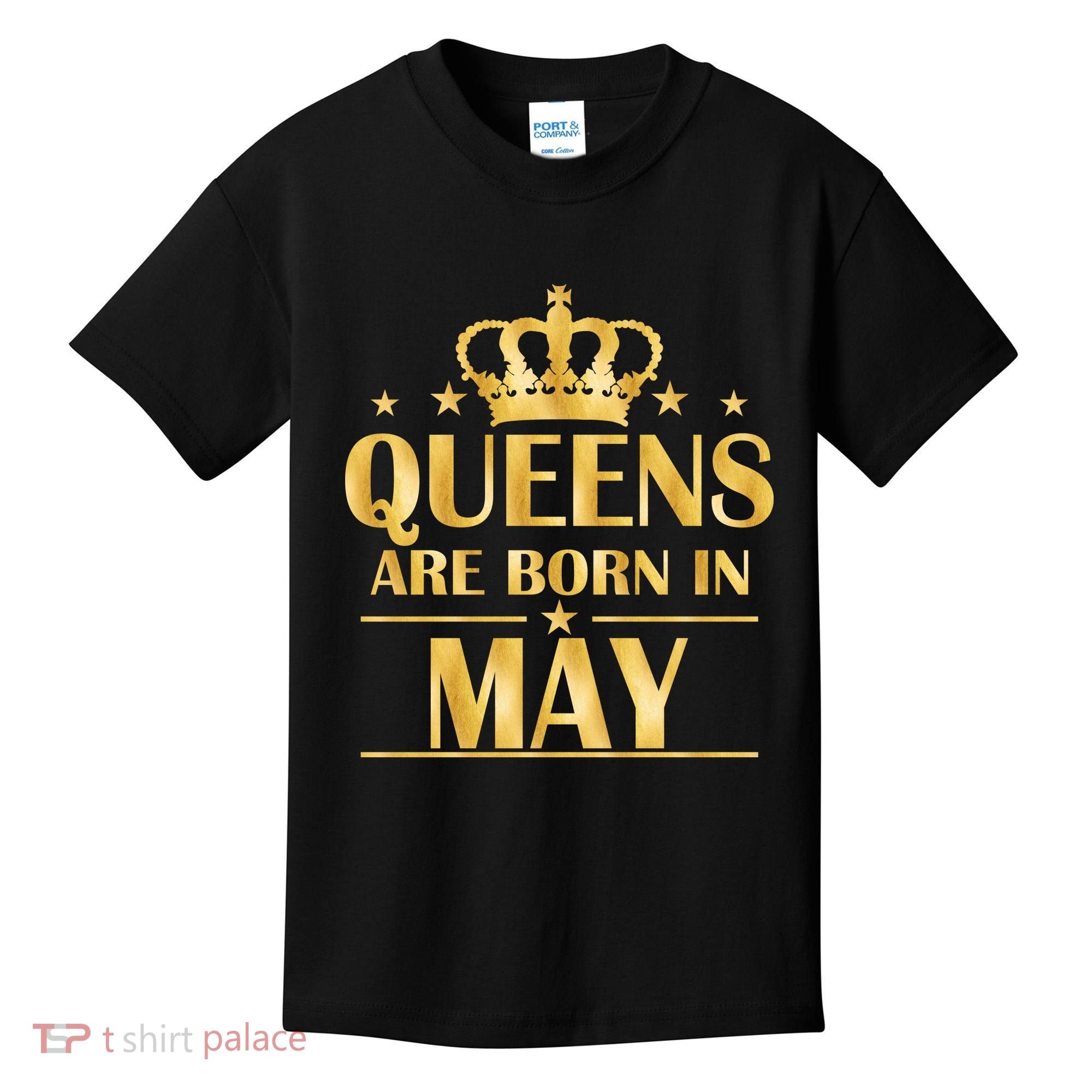 Limited Edition Queens Are Born In May Gold Print Kids T-Shirt