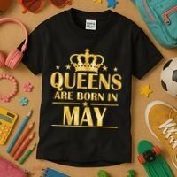 Limited Edition Queens Are Born In May Gold Print Kids T-Shirt thumb 3