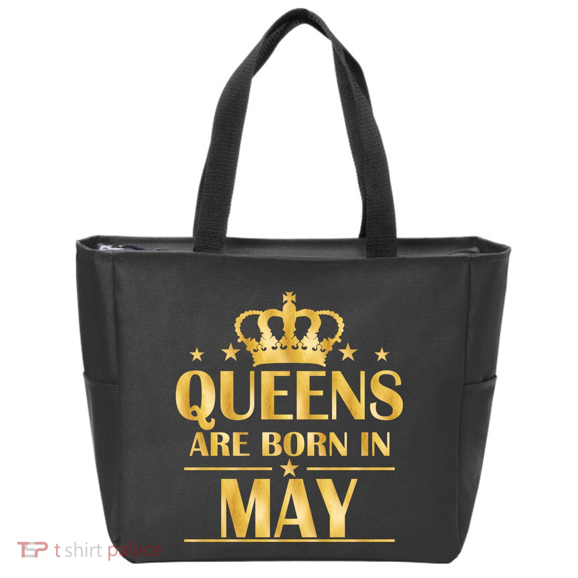 Limited Edition Queens Are Born In May Gold Print Tote Bag