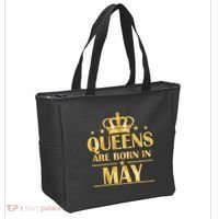 Limited Edition Queens Are Born In May Gold Print Tote Bag thumb 2