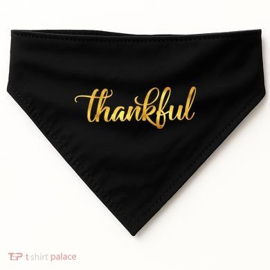Limited Edition Thankful Thanksgiving Gold Print USA-Made Doggie Bandana