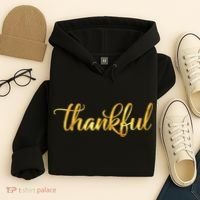 Limited Edition Thankful Thanksgiving Gold Print Hoodie thumb 4