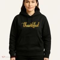 Limited Edition Thankful Thanksgiving Gold Print Hoodie thumb 5