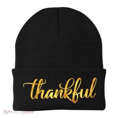 Limited Edition Thankful Thanksgiving Gold Print Beanie