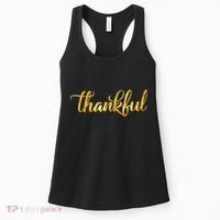 Limited Edition Thankful Thanksgiving Gold Print Women's Tank Top thumb 0