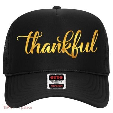 Limited Edition Thankful Thanksgiving Gold Print Hat