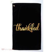 Limited Edition Thankful Thanksgiving Gold Print Golf Towel thumb 0
