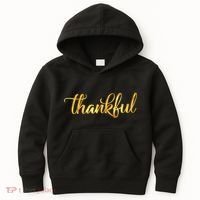 Limited Edition Thankful Thanksgiving Gold Print Kids Hoodie thumb 0