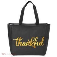 Limited Edition Thankful Thanksgiving Gold Print Tote Bag thumb 0