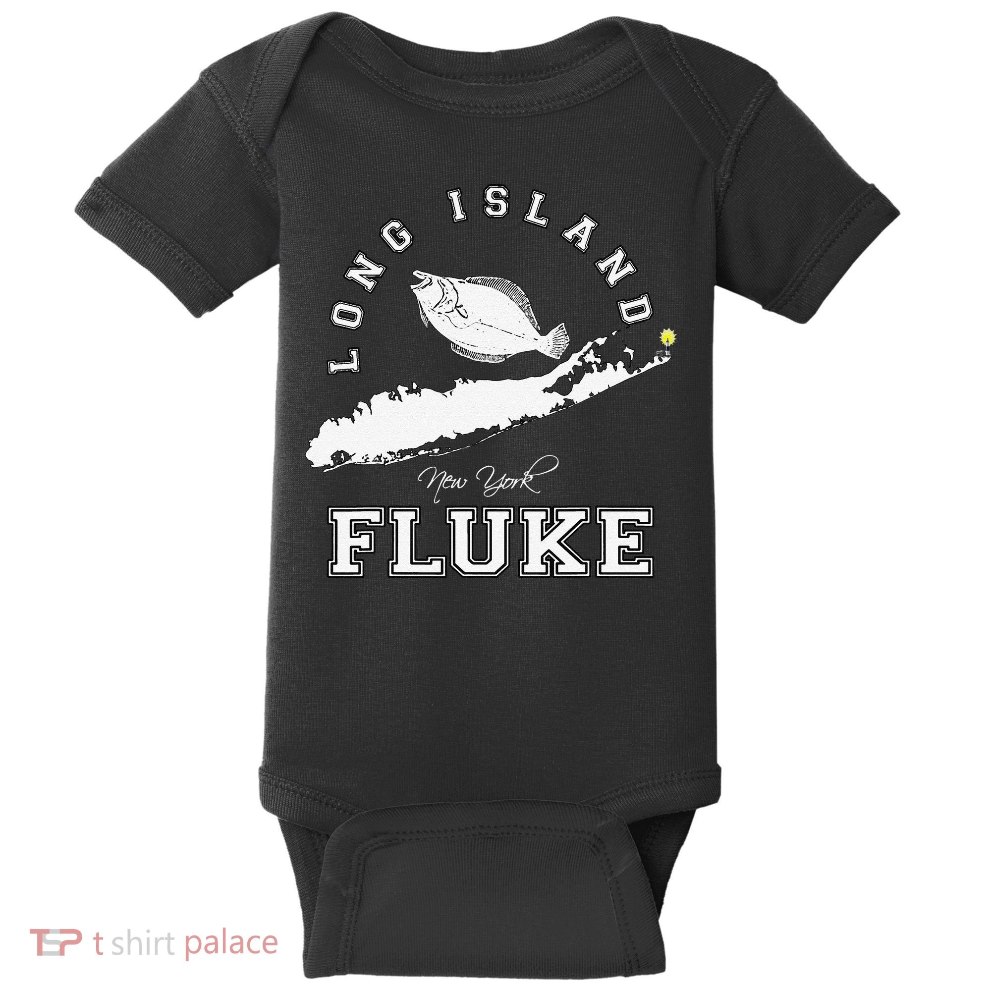 Long Island New York Fluke Fishing Graphic Baby Bodysuit