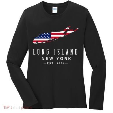 Long Island Ny Souvenir Native Long Islander Map Nyc Women's Long Sleeve Shirt