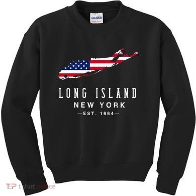Long Island Ny Souvenir Native Long Islander Map Nyc Kids Sweatshirt