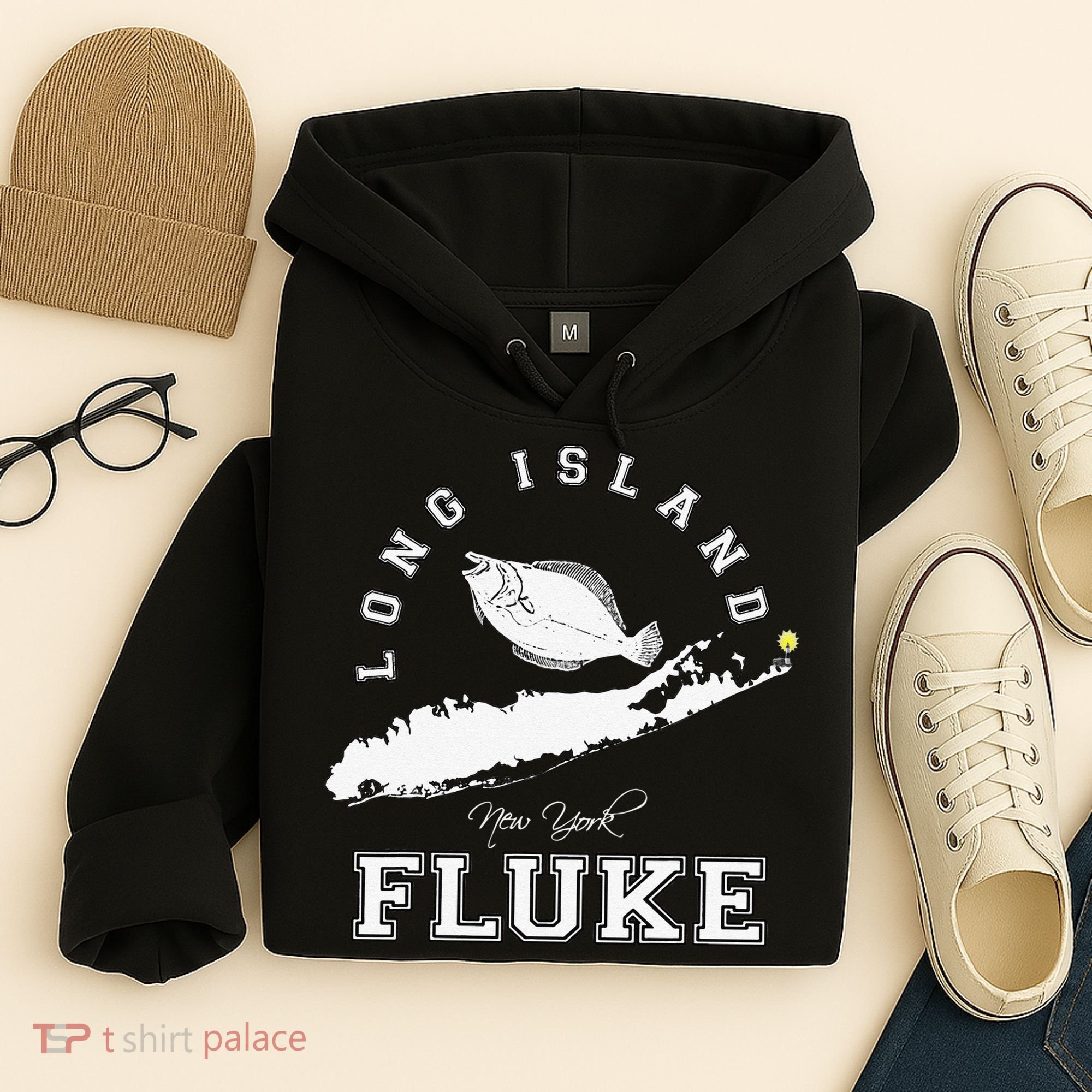 Long Island NY Fluke Fishing Hoodie