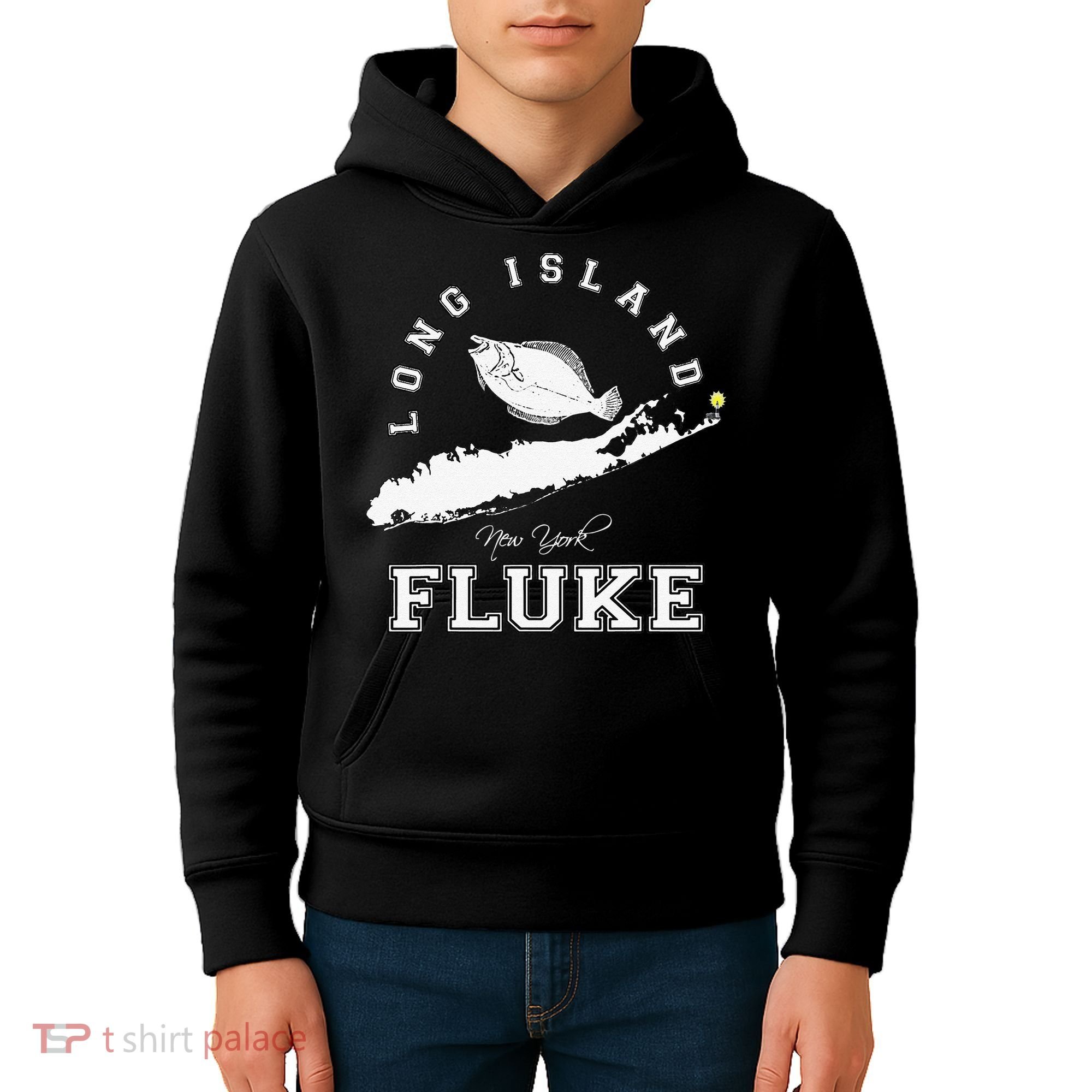 Long Island NY Fluke Fishing Kids Hoodie