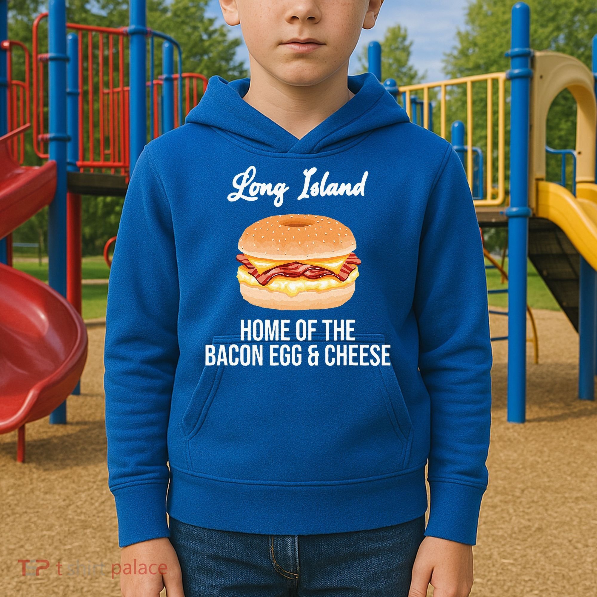 Long Island New York Bacon Egg And Cheese Kids Hoodie