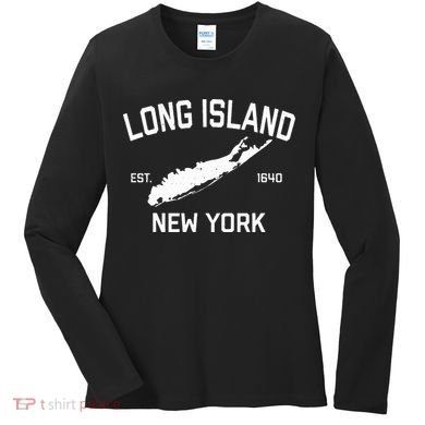 Long Island Ny Souvenir Native Long Islander Map Nyc Women's Long Sleeve Shirt