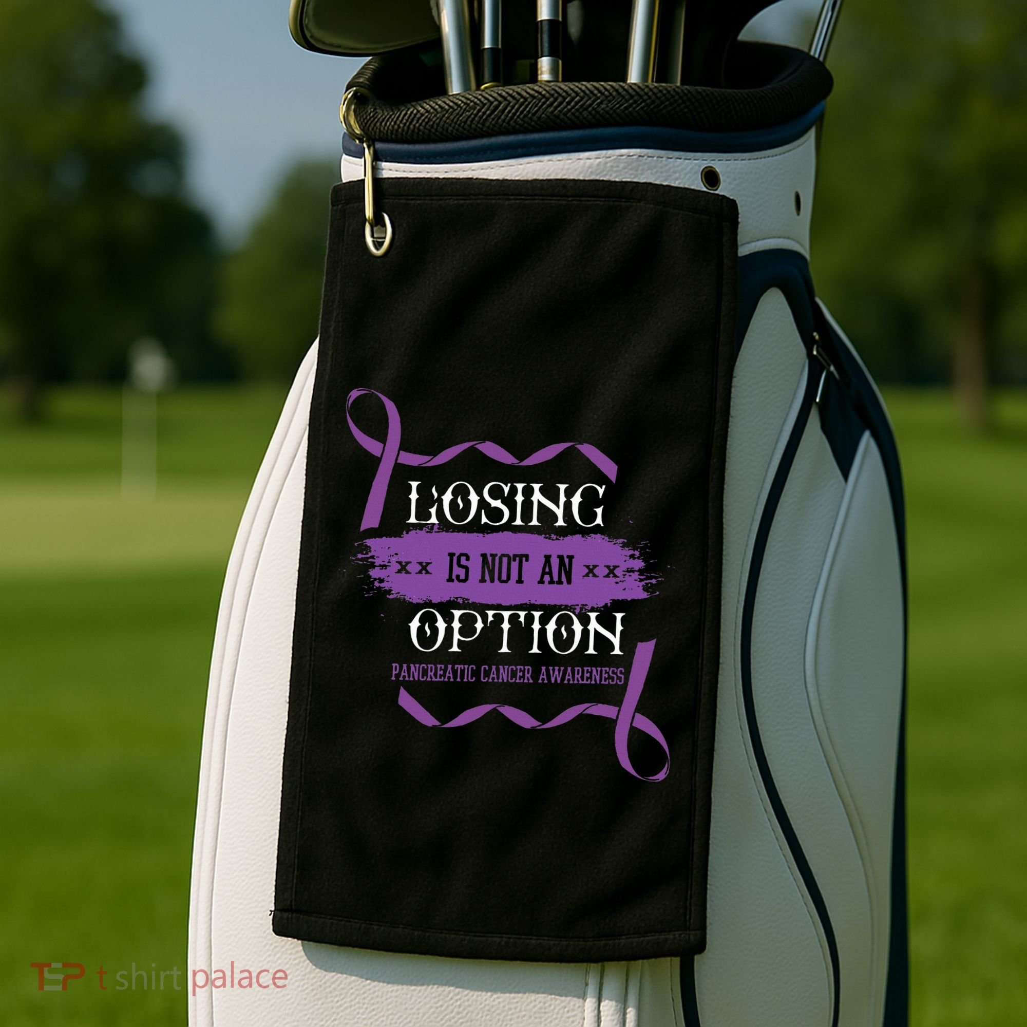 Losing Is Not An Option Pancreatic Cancer Stomach Gift Golf Towel
