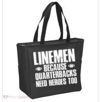 Linemen Because Quarterbacks Need Heroes Too Tote Bag thumb 2