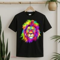 Lion Abstract Portrait Colorful Head T-Shirt thumb 2