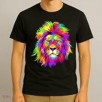 Lion Abstract Portrait Colorful Head T-Shirt thumb 3